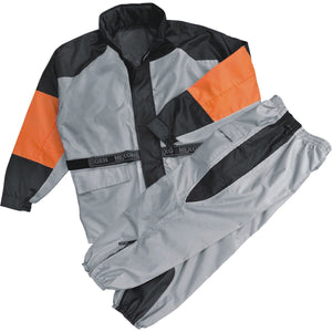 Ladies Orange & Silver Rain Suit Water Resistant w Reflective Piping