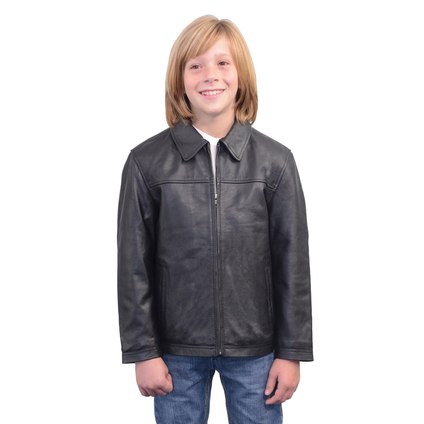 Youth Size Leather JD Zipper Front Jacket