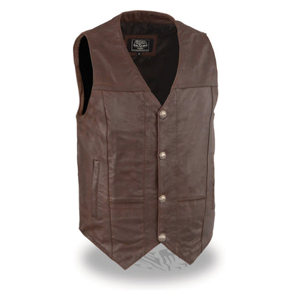 Men's Western Style Plain Side Vest w/ Buffalo Snaps