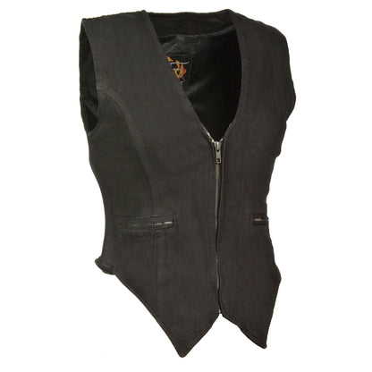 Ladies Zipper Front Denim Vest w/ Side Stretch