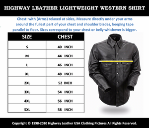 Leather motorcycle lightweight shirt - western biker club soft leather shirt