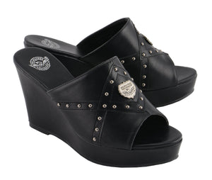 Ladies Studded Crossover Open Toe Wedge