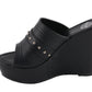Women Open Toe Wedge W/ Rivet Detail