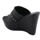 Women Open Toe Wedge W/ Rivet Detail