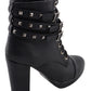 Women Lace to Toe Boot w/ Triple Strap Studded Accents