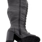 Women Lace Front Knee High Boot w/ Open Toe