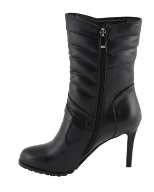 Women High Heel Boot w/ Zipper Accents