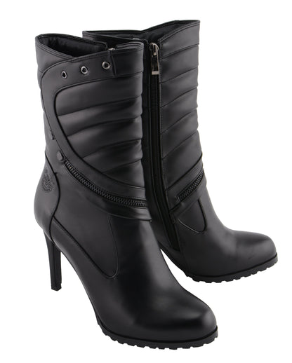 Women High Heel Boot w/ Zipper Accents