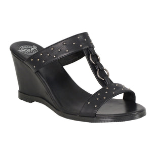 Ladies Studded Double Strap Wedge Sandals