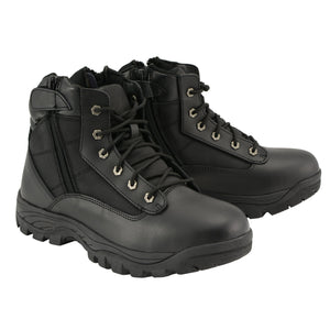 Mens 6" Leather Tactical Lace Front Boot with Side Zipper Entry