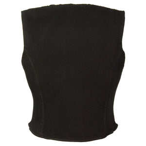 Ladies Zipper Front Denim Vest w/ Side Stretch