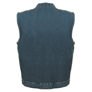 Men's Concealed Snap Denim Club Vest w/ Hidden Zipper