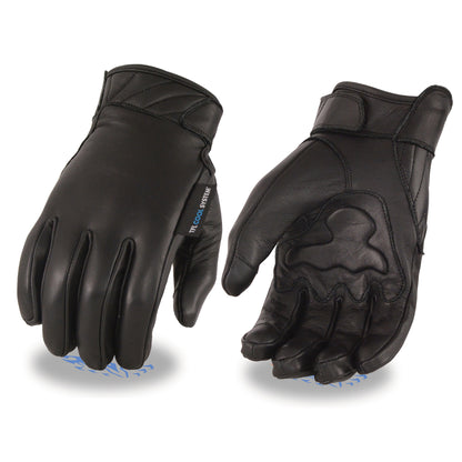 Men's Leather Gloves with Gel Palm, Cool Tec Technology Touch Screen Fingers