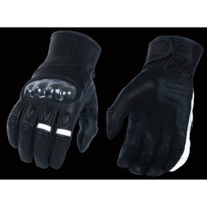 Men's Leather Racer Glove w/ Hard Knuckles & Elasticized Fingers