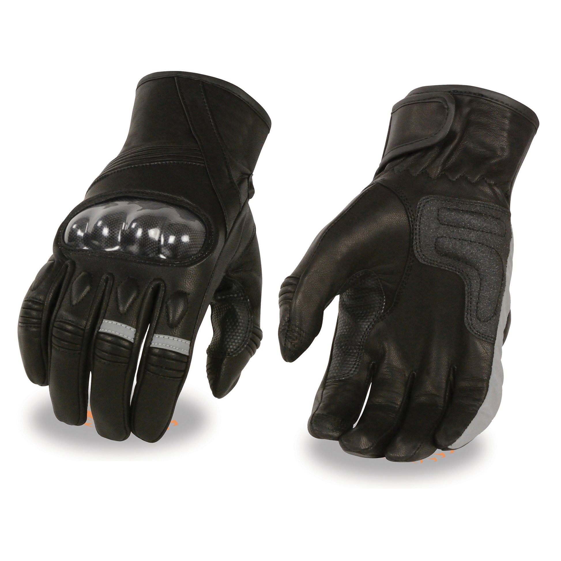 Men's Leather Racer Glove w/ Hard Knuckles & Elasticized Fingers