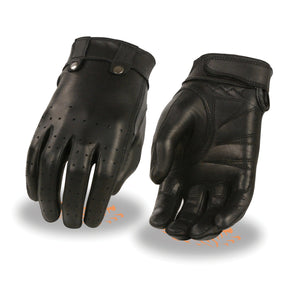 Ladies Leather Driving Glove w/ Perforated Fingers, Gel Palm