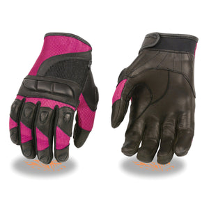 Ladies  Leather/Mesh Combo Racing Gloves w/ Padding