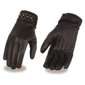 Ladies Leather Glove w/ Gel Pam & Rivet Detailing