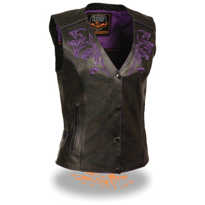 Women's Vest w/ Reflective Tribal Design & Piping