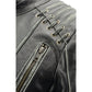 Women Distressed Black Leather Jacket with Lace