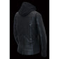 Women Black 3/4 Hooded Leather Jacket with Side Stetch Fit