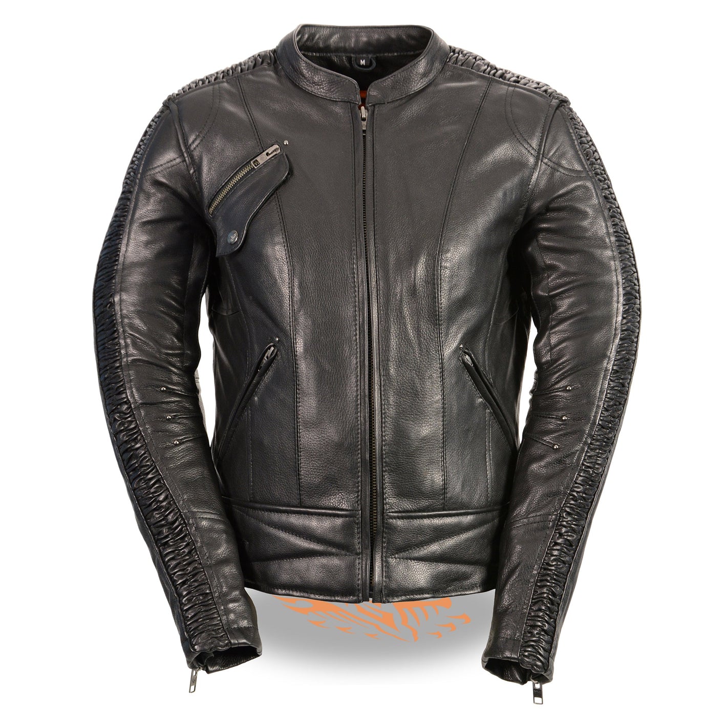 Ladies Black & Purple Racer Jacket with Phoenix Studding & Embroidery