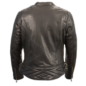 Ladies Lightweight Black Racer Jacket w/ Crinkled Arm Detailing