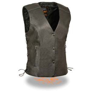 Ladies Side Lace Vest w/ Reflective Piping
