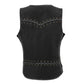 Women Distressed Black Leather Vest