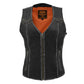 Women Distressed Black Leather Vest