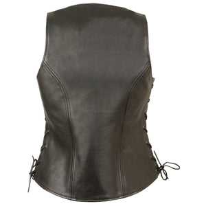 Ladies Open Neck Side Lace Zipper Front Vest