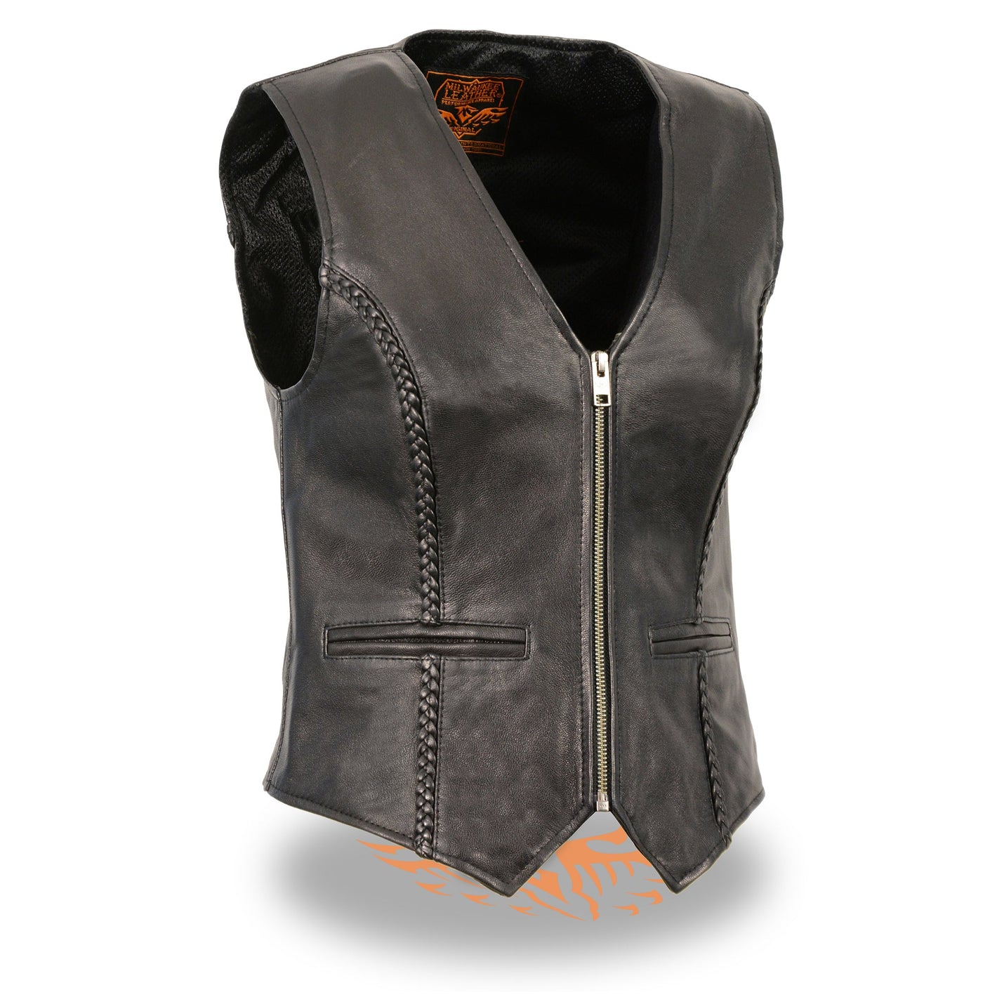 Ladies Lightweight Zipper Front Braided Vest