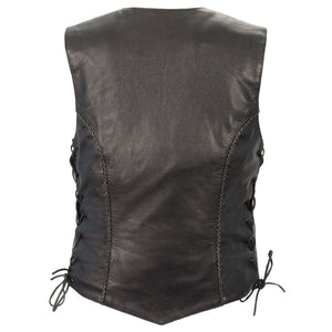 Ladies Lightweight Snap Front Vest w/ Thin Braiding Detail