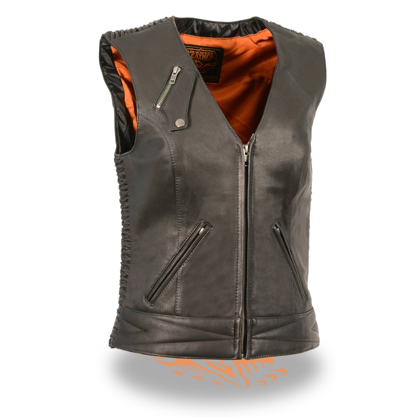 Ladies Lightweight Snap Front Vest w/ Crinkle Detailing