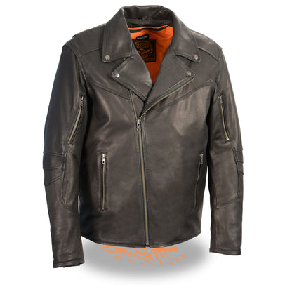 Men's Lightweight Triple Stitch Extra Long Beltless Biker Jacket