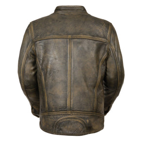 Men's Brown Distressed Scooter Jacket w/ Venting