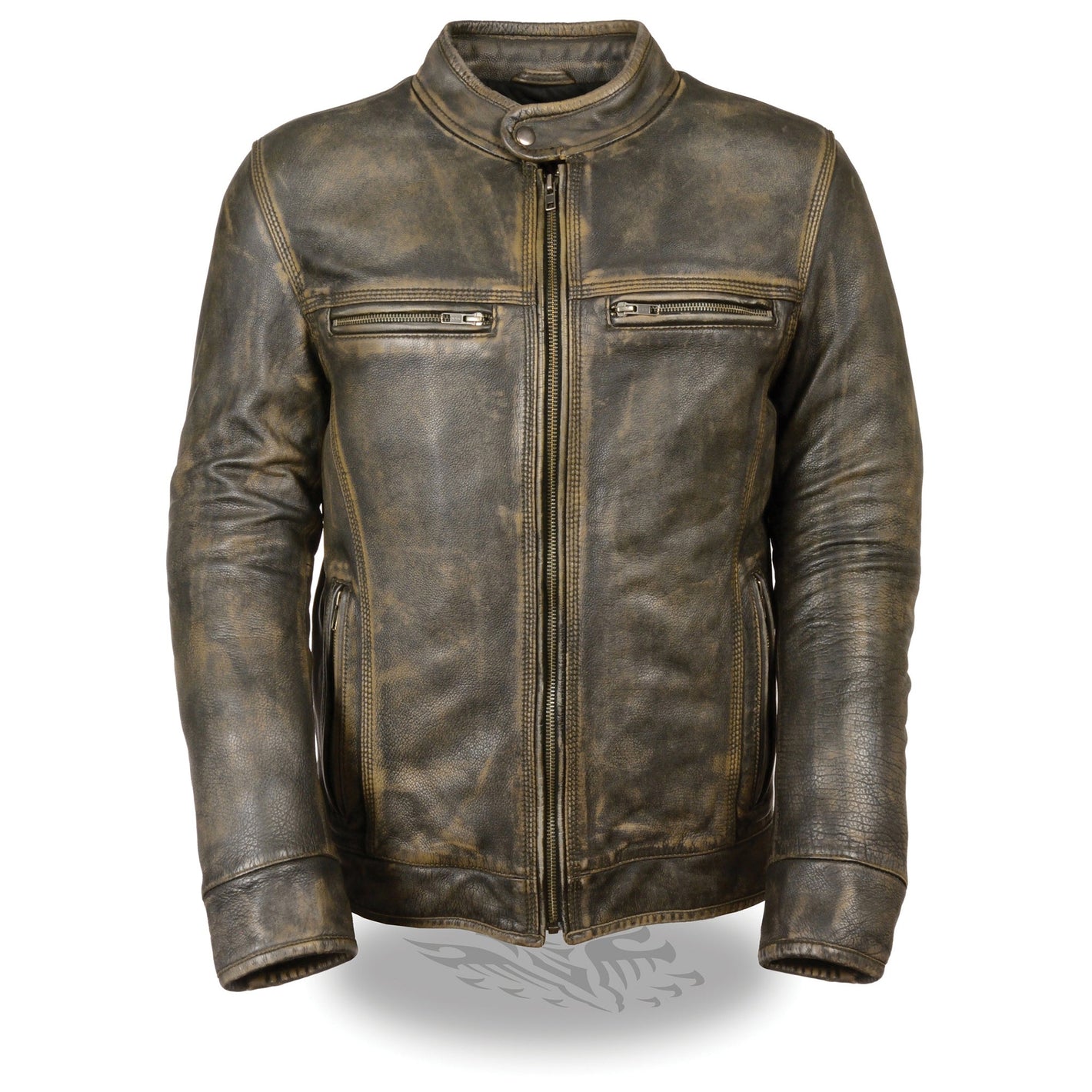 Men's Brown Distressed Scooter Jacket w/ Venting