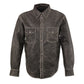 Men's Distressed Gray Lightweight Leather Snap Front Club Shirt