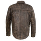 Men's Distressed Brown Lightweight Leather Snap Front Shirt