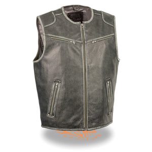 Men's Vintage Distressed Zipper Front Vest