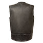 Men's Zipper Front Long Length Leather Vest