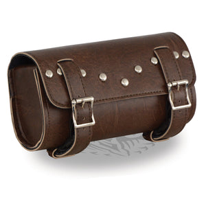 Two Buckle Antique Brown PVC Studded Tool Bag w/ Quick Release (10X4.5X3.25)