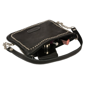 Ladies Chain Strap Riveted Shoulder Bag w/ Gun Pocket