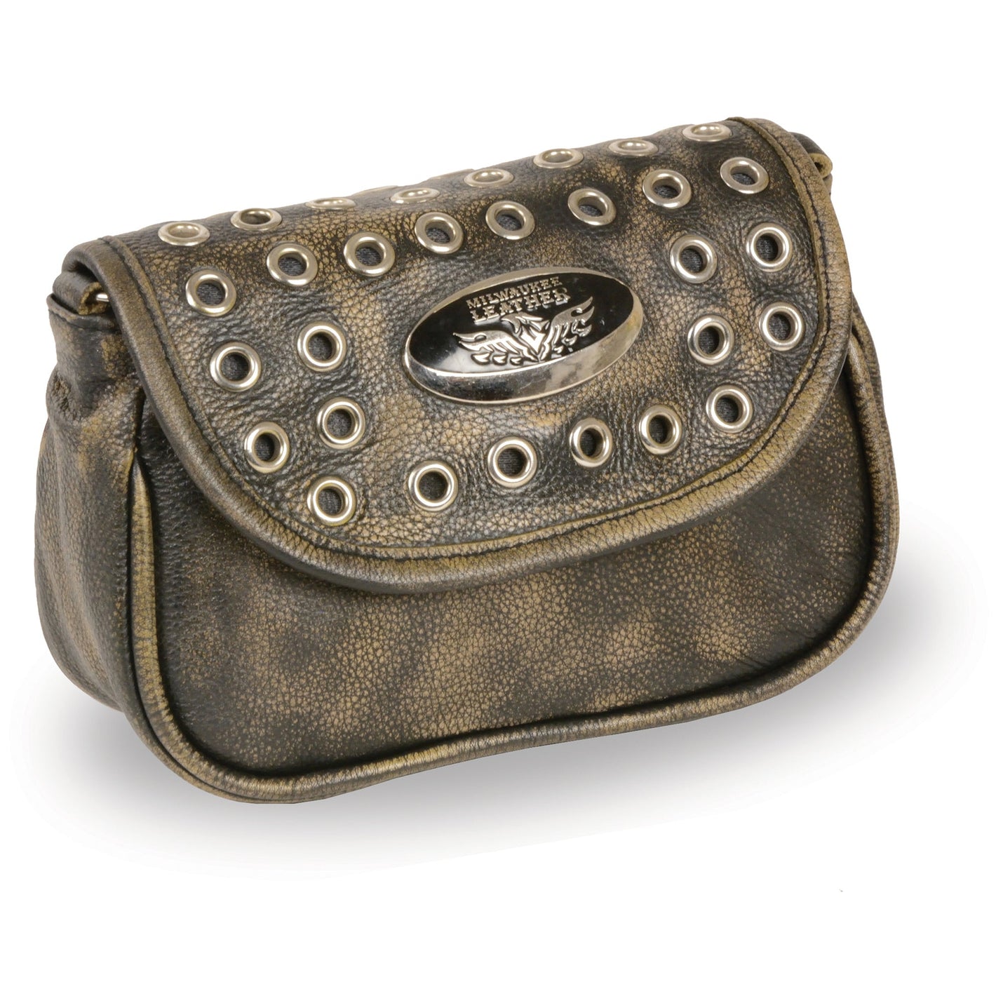 Ladies Chain Strap Leather Shoulder Bag w/ Eyelets