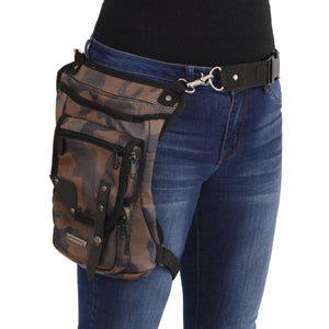 Conceal & Carry Camouflage Leather Thigh Bag w/ Waist Belt