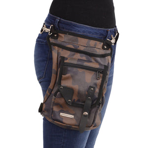 Conceal & Carry Camouflage Leather Thigh Bag w/ Waist Belt