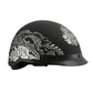 MPH DOT Helmet w/ Drop Sun Visor Sugar Skull & Rose Matt Black