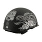 MPH DOT Helmet w/ Drop Sun Visor Sugar Skull & Rose Matt Black