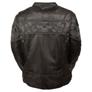 Women's Crossover Textile Scooter Jacket w/ Reflective Skulls