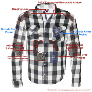Men's Armored Checkered Flannel Biker Shirt w/ Aramid® by DuPont™ Fibers